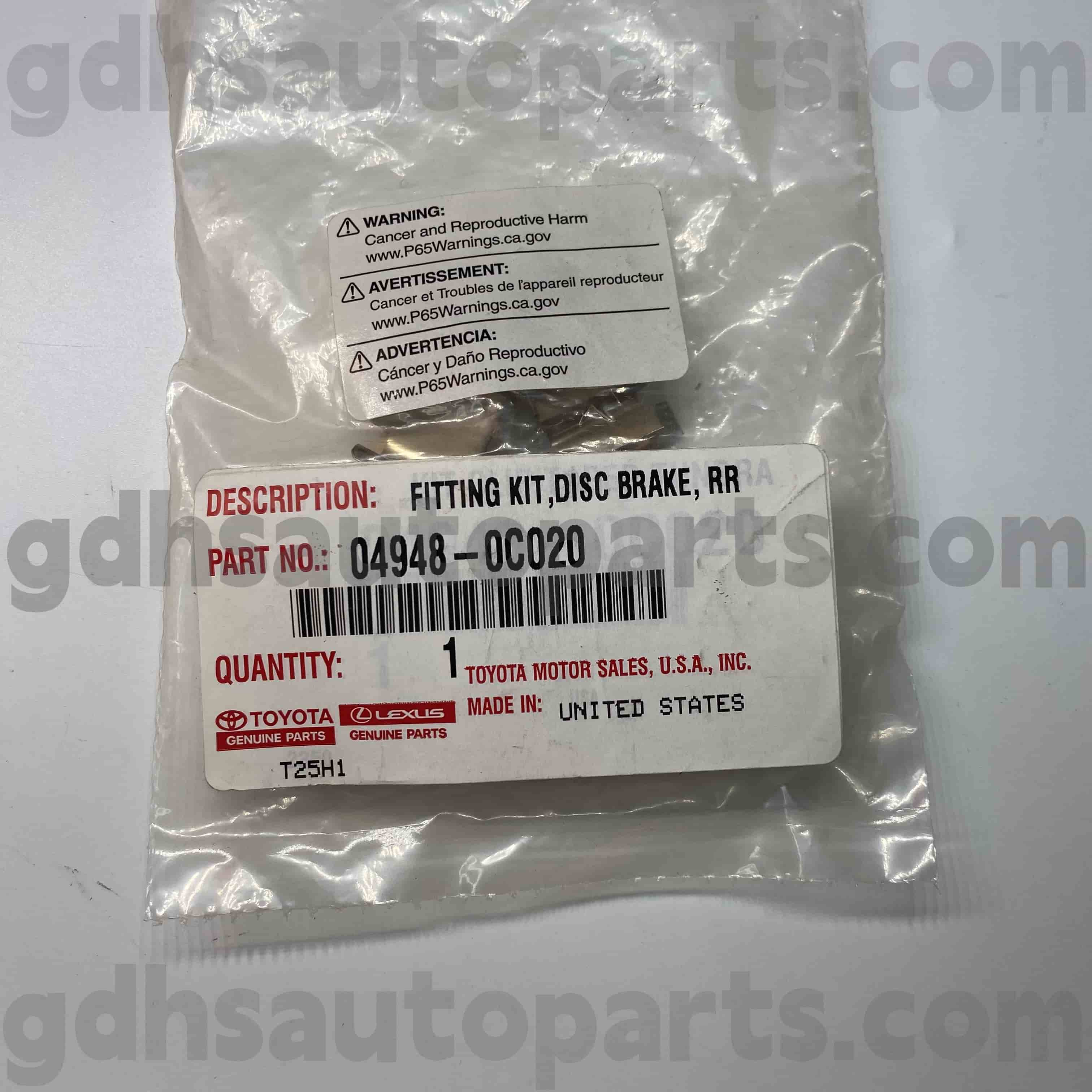04948-0c020 Toyota Orijinal hissələri Əyləc Pad Təmir dəsti, Sequoia, Tundra Chassis No. Uck6 #