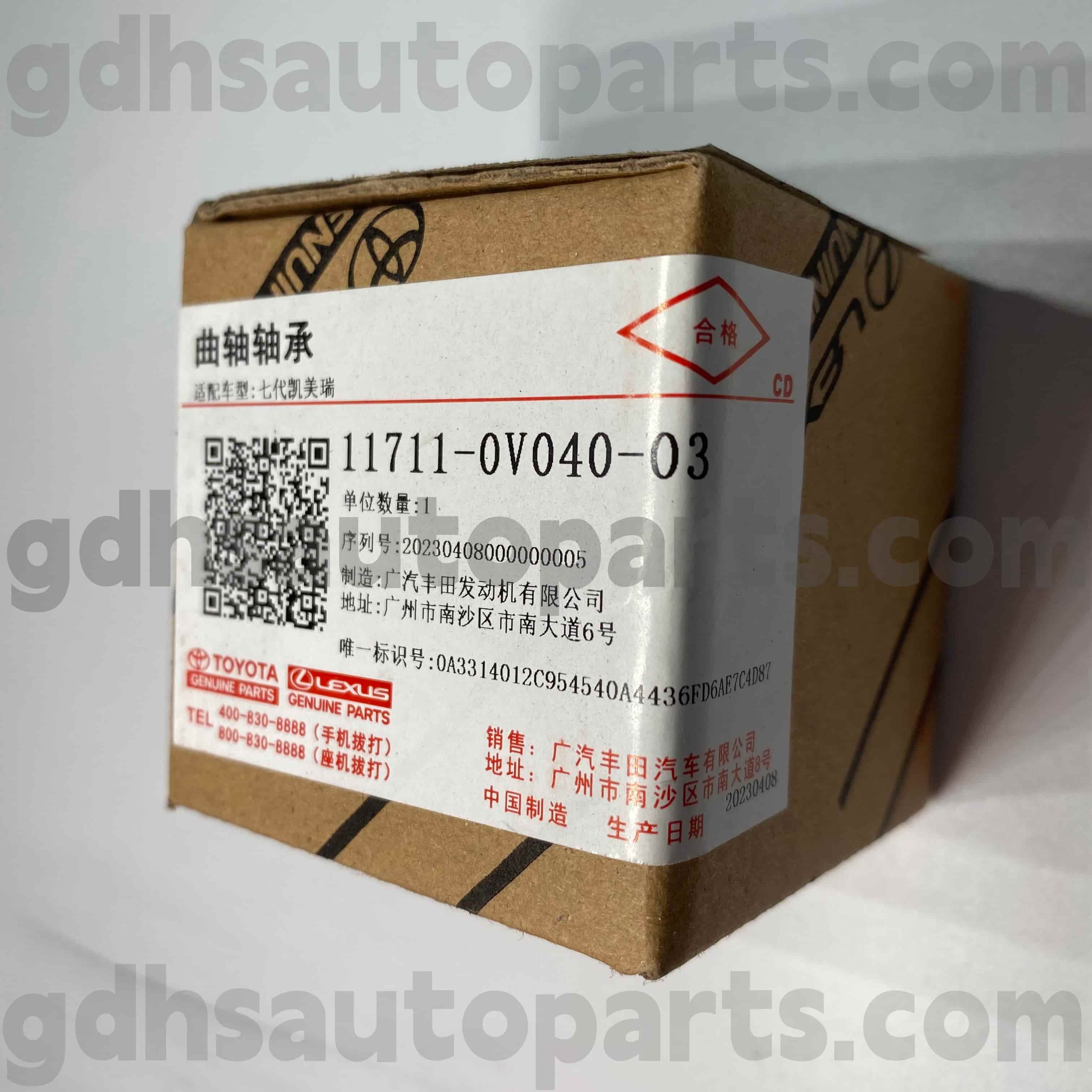 11711-0V040-03 Toyota Orijinal Hissələri CAMRY/HYBRID, RAV4 Şassi NO.5ARFE..ASA44 üçün Krank Mili Yastıqları